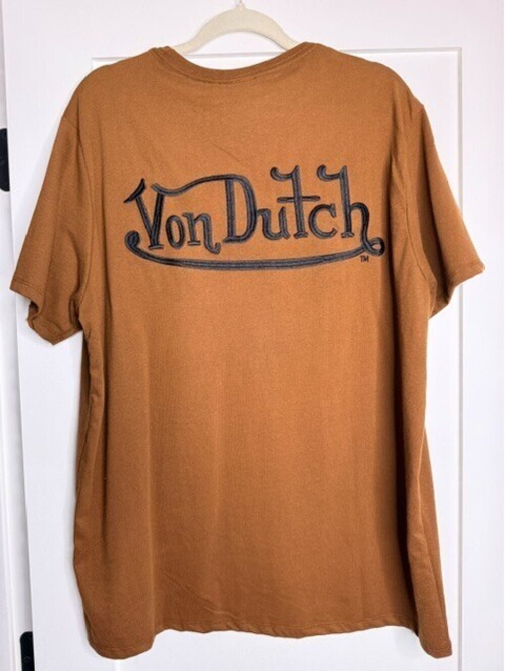 Von Dutch Men's T Shirt Brown Logo Short Sleeve Crew Neck Y2k NWT Size XL